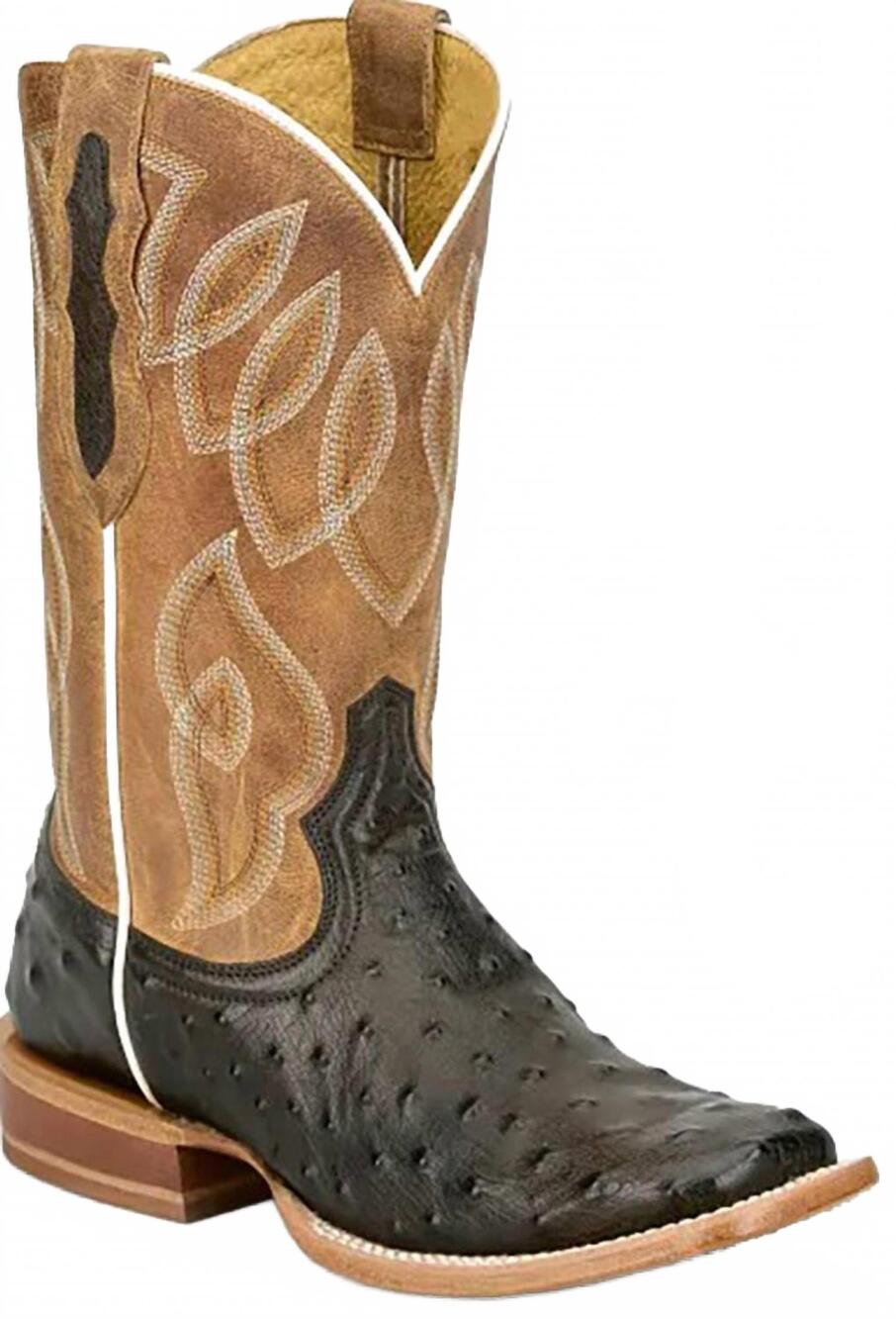 NEW TONY LAMA women's genuine ostrich square toe boot in tobacco